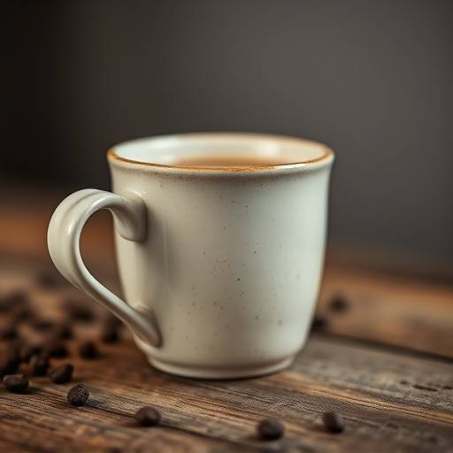 A close-up shot of a handcrafted coffee mug