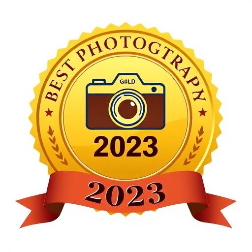 Award logo for 'Seattle's Best Photography Studio 2023', a gold seal with a camera icon